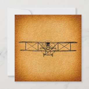 Vintage Biplane Antikflugzeuge Kunst Feiertagskarte