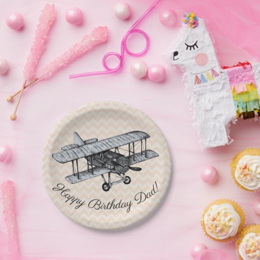 Vintage Biplane individuell anpassbar Pappteller (Party)