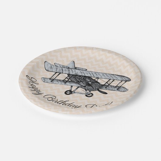 Vintage Biplane individuell anpassbar Pappteller (Schrägansicht)