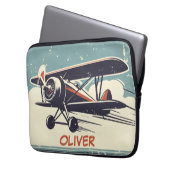 Vintage Biplane Personalisiert Laptopschutzhülle (Vorderseite Links)