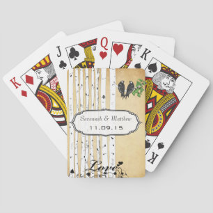 Vintage Birch Love Birds Wedding Gift Playing Card Spielkarten