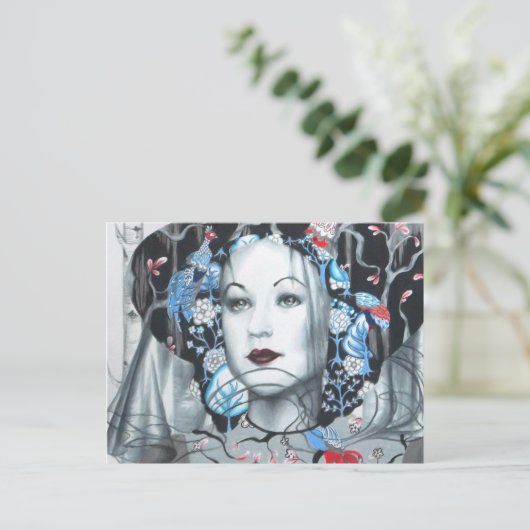 Vintage Birch Tree Pfaue Postkarte (Stehend Vorderseite)