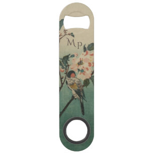 Vintage Bird and Blossom Illustration Art Monogram Speed Flaschenöffner