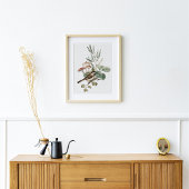 Vintage Bird and Mushroom Botanical Poster