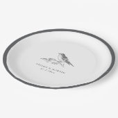 Vintage Bird Black and White Wedding Pappteller (Schrägansicht)