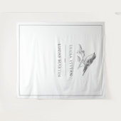 Vintage Bird Black and White Wedding Wandteppich (Vorderseite (Horizontal))