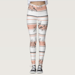 Vintage Bird Blossom Toile Streifen (12) Leggings