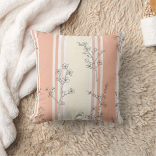Vintage Bird Blossom Toile Streifen (14) Kissen