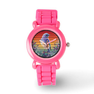 VINTAGE BIRD FLORAL-BLUME ARMBANDUHR