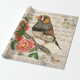 Vintage Bird Floral Butterfells Ephemera Decoupage Geschenkpapier