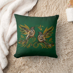 Vintage Bird Floral Grün Kissen