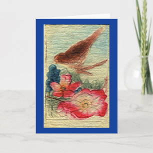 Vintage Bird & Flower All Occassion Greeting Karte