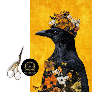 Vintage Bird Gothic Raven King Crown Decoupage Seidenpapier
