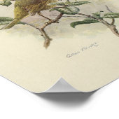 Vintage Bird Green Brown Print Poster (Ecke)