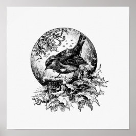 Vintage Bird Illustration Poster
