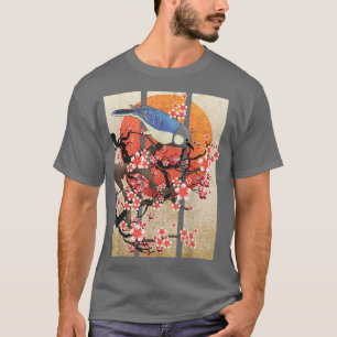 Vintage Bird japanische Kunst Sakura Kirschblüten T-Shirt
