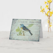 Vintage Bird Karte (Gelbe Blume)