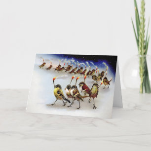 Vintage-Bird Mob-Weihnachtskarte Feiertagskarte