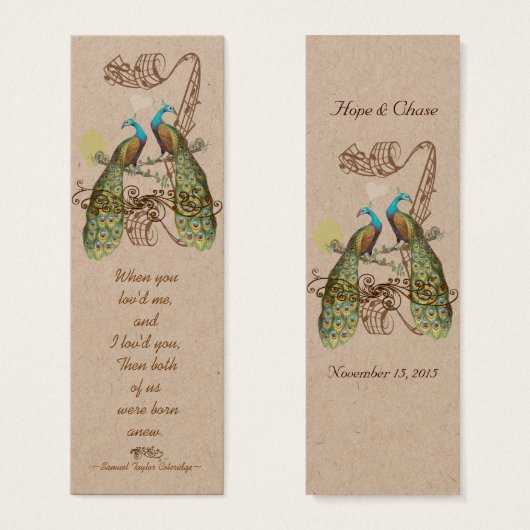 Vintage Bird Peacock Wedding Tags (Vorne & Hinten)