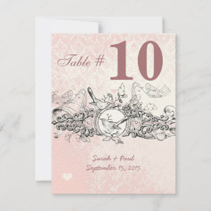 Vintage Bird Rosa Musikalische Schriftrolle Hochze Einladung