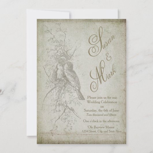 VINTAGE BIRD WEDD INVITATION COLLECTION EINLADUNG (Vorderseite)