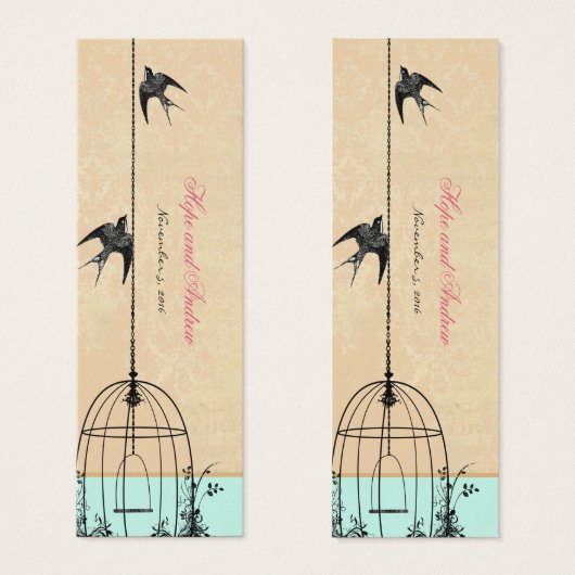 Vintage Bird-Wedding-Tags (Vorne & Hinten)