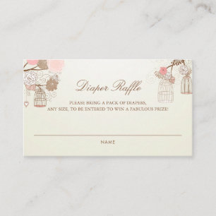 Vintage Birdcages und rosafarbene Blume Windelwind Begleitkarte