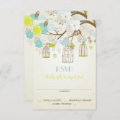VINTAGE BIRDCAGGE FLORAL FRÜHSTÜCKSKARTE RSVP KARTE (Vorne/Hinten)