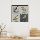 vintage birds 4/4 all in one poster (Küche)
