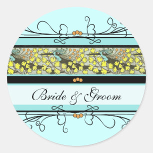 Vintage-Birds Art Nouveau-Hochzeitsaufkleber Runder Aufkleber