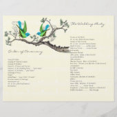 Vintage Birds Blau & Grün Hochzeitsprogramm (Rückseite)