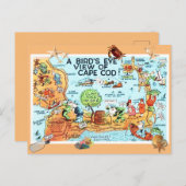 "Vintage Birds Eye View Of Cape Cod" Postkarte (Vorne/Hinten)