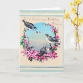 Vintage Birds Geburtstagskarte Karte (Gelbe Blume)