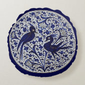 Vintage Birds im italienischen Stil Rundes Kissen (Vorderseite)