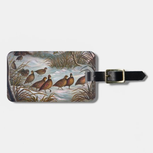 Vintage Birds in the Snow Gepäckanhänger (Vorderseite horizontal)