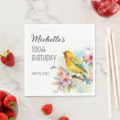 Vintage Birds Kanarische Blume 100. Geburtstag Serviette (Beispiel)