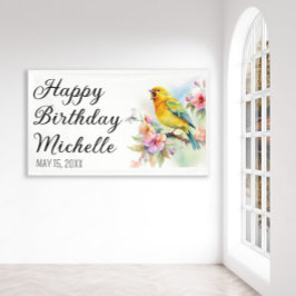 Vintage Birds Kanarische Blume glücklich Geburtsta Banner