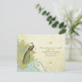 Vintage Birds Lagoon Endive Damask Empfang Einladung (Stehend Vorderseite)