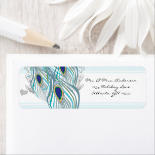 Vintage Birds Musical Peacock Feather Address