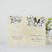 Vintage Birds Pergament-Falt-Hochzeitsprogramm (Stehend Vorderseite)
