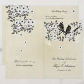 Vintage Birds Pergament-Falt-Hochzeitsprogramm (Vorne/Hinten)