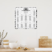 Vintage Birds Plum Bloms Sitzplan 12 Tische Poster (Küche)