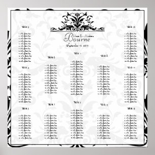 Vintage Birds Plum Blooms Seating Chart 12 Tables Poster
