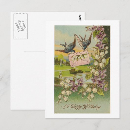 Vintage Birds Postkarte (Vorne/Hinten)