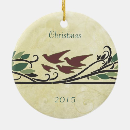 Vintage Birds Weihnachtsbäume Foto Ornament (Hinten)