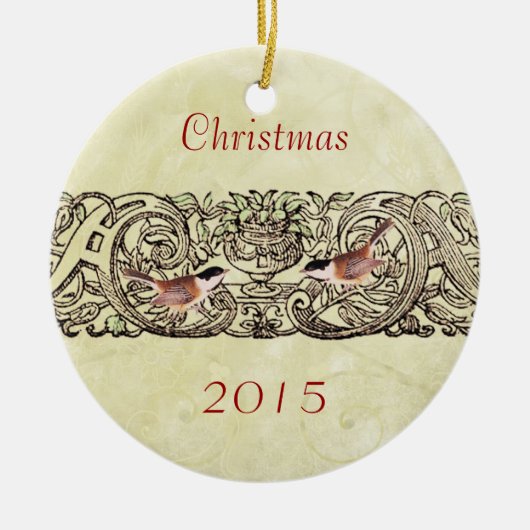 Vintage Birds Weihnachtsbäume Foto Ornament (Vorne)