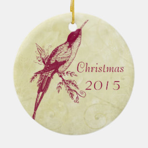 Vintage Birds Weihnachtsbäume Foto Ornament