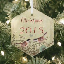 Vintage Birds Weihnachtsbäume Foto Ornament