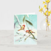 Vintage Birds Winter Scene Christmas Card Karte (Gelbe Blume)