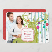 Vintage Birkenbaum Foto Weihnachtskarte Feiertagskarte (Vorne/Hinten)